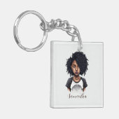 Chic und Classy Afro Frau Schlüsselanhänger (Vorderseite links)