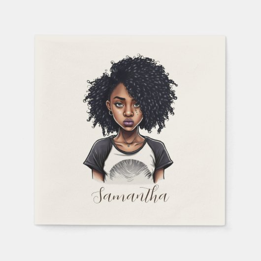 Chic und Classy Afro Frau Serviette (Vorderseite)
