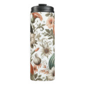 Chic und einzigartiges Blumenkürbis-Muster Thermosbecher (Vorderseite)