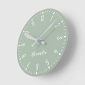 Chic und Elegant Cameo Green und White Runde Wanduhr (Winkel)