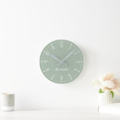 Chic und Elegant Cameo Green und White Runde Wanduhr (Zuhause)