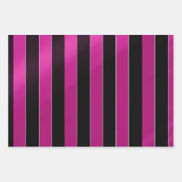 Chic und Elegant Magenta Rosa und Schwarzes Glossa Geschenkpapier Set