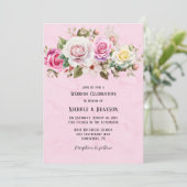 Chic und elegante Rosa Rose Hochzeit Einladung (Stehend Vorderseite)