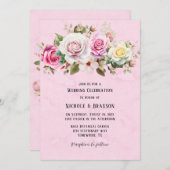 Chic und elegante Rosa Rose Hochzeit Einladung (Vorne/Hinten)