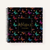 Chic und farbenfrohe Schmetterlinge auf schwarz Cu Notizblock (Vorderseite)