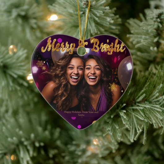 Chic und Festivals Lila und Gold Confetti Keramik Ornament (Baum)