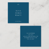 Chic und Minimal Monogramm| Blau Quadratische Visitenkarte (Vorne/Hinten)
