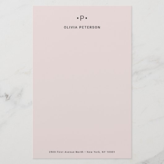 Chic und Minimal Monogramm| Blüte Briefpapier (Vorderseite)