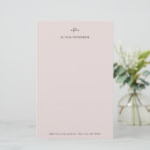 Chic und Minimal Monogramm| Blüte Briefpapier (Stehend Vorderseite)