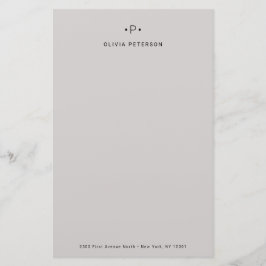 Chic und Minimal Monogramm| Grau Briefpapier