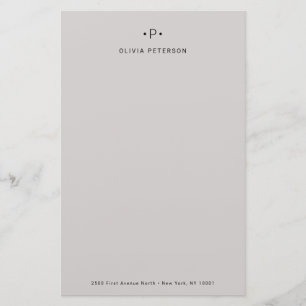 Chic und Minimal Monogramm Grau Briefpapier
