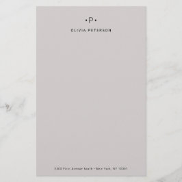 Chic und Minimal Monogramm| Grau Briefpapier
