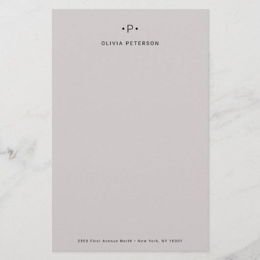 Chic und Minimal Monogramm| Grau Briefpapier (Vorderseite)