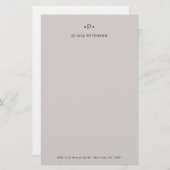 Chic und Minimal Monogramm| Grau Briefpapier (Vorne/Hinten)