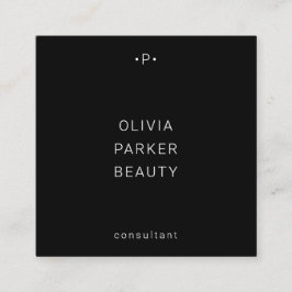 Chic und Minimal Monogramm| Schwarz Quadratische Visitenkarte