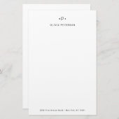 Chic und Minimal Monogramm| Schwarz und Weiß Briefpapier (Vorne/Hinten)