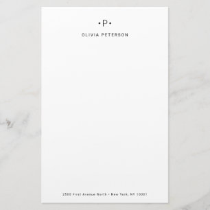 Chic und Minimal Monogramm Schwarz und Weiß Briefpapier