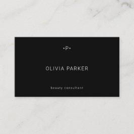 Chic und Minimal Monogramm| Schwarz Visitenkarte