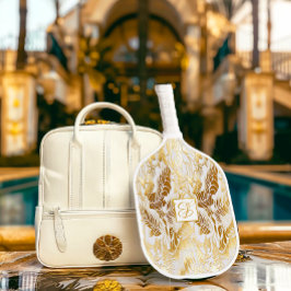 Chic und Mit Monogramm Monstera Gilded Gold Pickleball Schläger