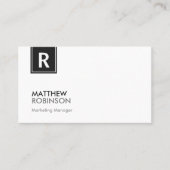 Chic und sauber Schwarz-weiß Mit Monogramm Visitenkarte (Vorderseite)