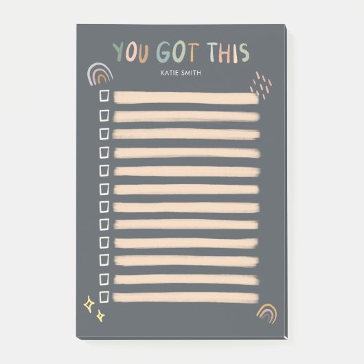 Chic und Sketchy Regenbogen und Sterne Sie Got Post-it Klebezettel (Vorderseite)