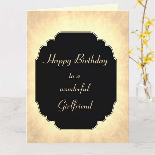 Chic und stilvolle Happy Birthday Girlfriend Karte (Gelbe Blume)