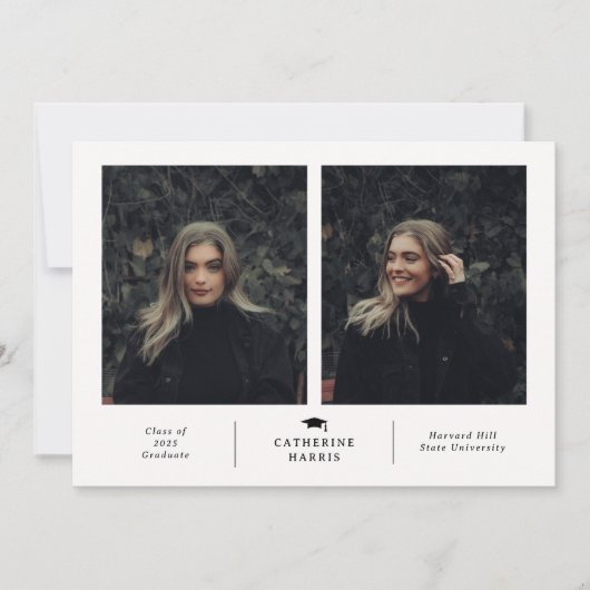 Chic und stilvoller Foto Abschluss Ankündigung (Vorderseite)