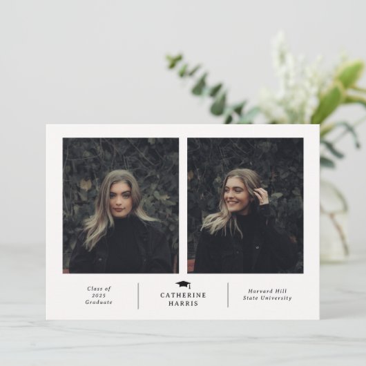 Chic und stilvoller Foto Abschluss Ankündigung (Stehend Vorderseite)