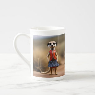 Chic und Stylish: Meerkat Girl in Skirt und Jacket Porzellantasse
