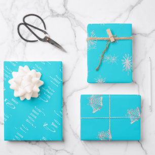 Chic und Stylish Türkis Blue Weihnachtskritik Geschenkpapier Set