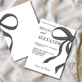 Chic und trendige Ribbon Schwarz-Weiß-Hochzeit Einladung