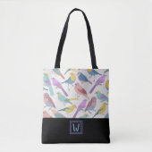 Chic und trendy Bird & Stylish Monogram Tasche (Vorderseite)