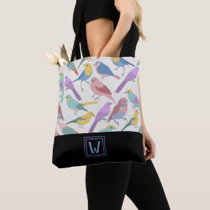 Chic und trendy Bird & Stylish Monogram Tasche