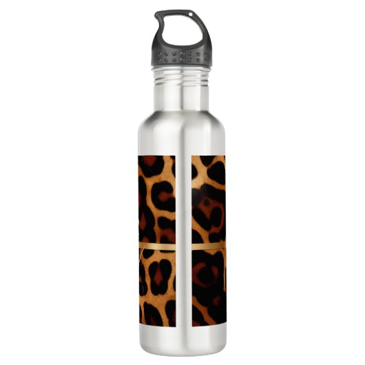 Chic und trendy Mit Monogramm Leopard Print Edelstahlflasche (Rückseite)