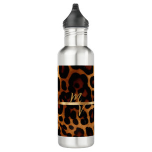 Chic und trendy Mit Monogramm Leopard Print Edelstahlflasche
