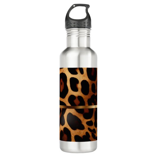 Chic und trendy Mit Monogramm Leopard Print Edelstahlflasche (Vorderseite)