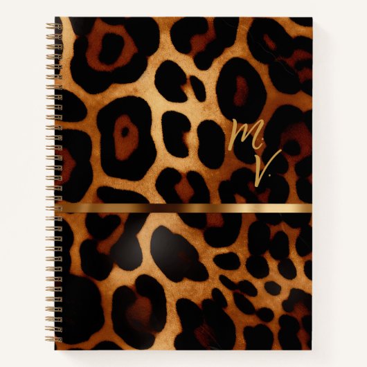 Chic und trendy Mit Monogramm Leopard Print Notizblock (Vorderseite)