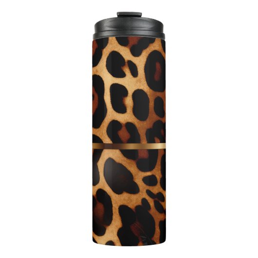 Chic und trendy Mit Monogramm Leopard Print Thermosbecher (Vorderseite)