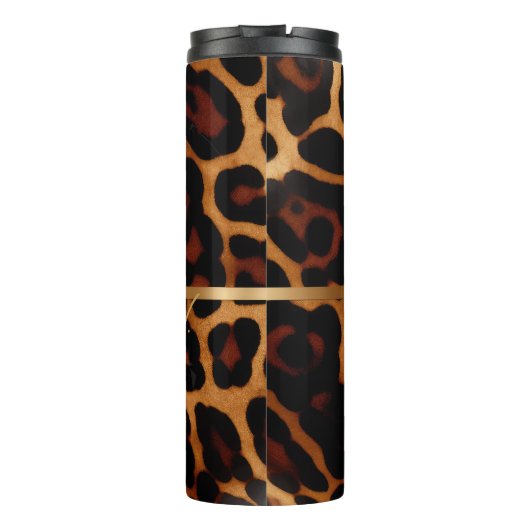 Chic und trendy Mit Monogramm Leopard Print Thermosbecher (Rückseite)