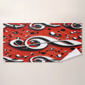 Chic und trendy Red White and Black Clef Notes Badehandtuch (Badehandtuch)