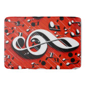 Chic und trendy Red White and Black Clef Notes Badematte (Vorderseite)