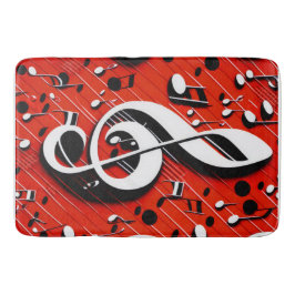 Chic und trendy Red White and Black Clef Notes Badematte