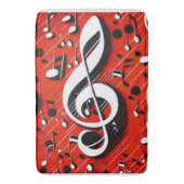 Chic und trendy Red White and Black Clef Notes Badematte (Vorderseite Vertikal)