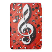 Chic und trendy Red White and Black Clef Notes Badematte (Vorderseite Vertikal)