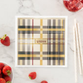 Chic und trendy Taupe und Gold Kariert Serviette (Beispiel)