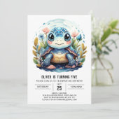 Chic Under Sea Blue Turtle Boy Birthday Einladung (Stehend Vorderseite)
