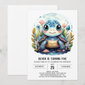 Chic Under Sea Blue Turtle Boy Birthday Einladung (Vorne/Hinten)
