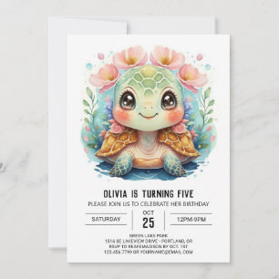 Chic Under Sea Turtle Girl Birthday Einladung