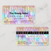 Chic Unicorn Holographic Glitzer Tropfen Credit Visitenkarte (Vorne/Hinten)