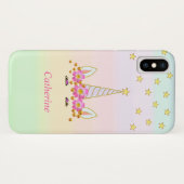 Chic Unicorn, Stars, Blume & Gold Confetti Case-Mate iPhone Hülle (Rückseite (Horizontal))